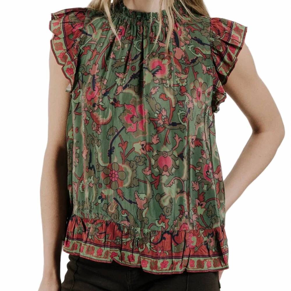 NEW LOVE THE LABEL viola cap sleeve top in helena print